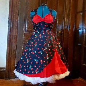 Black Cherries Halter Pinup Dress